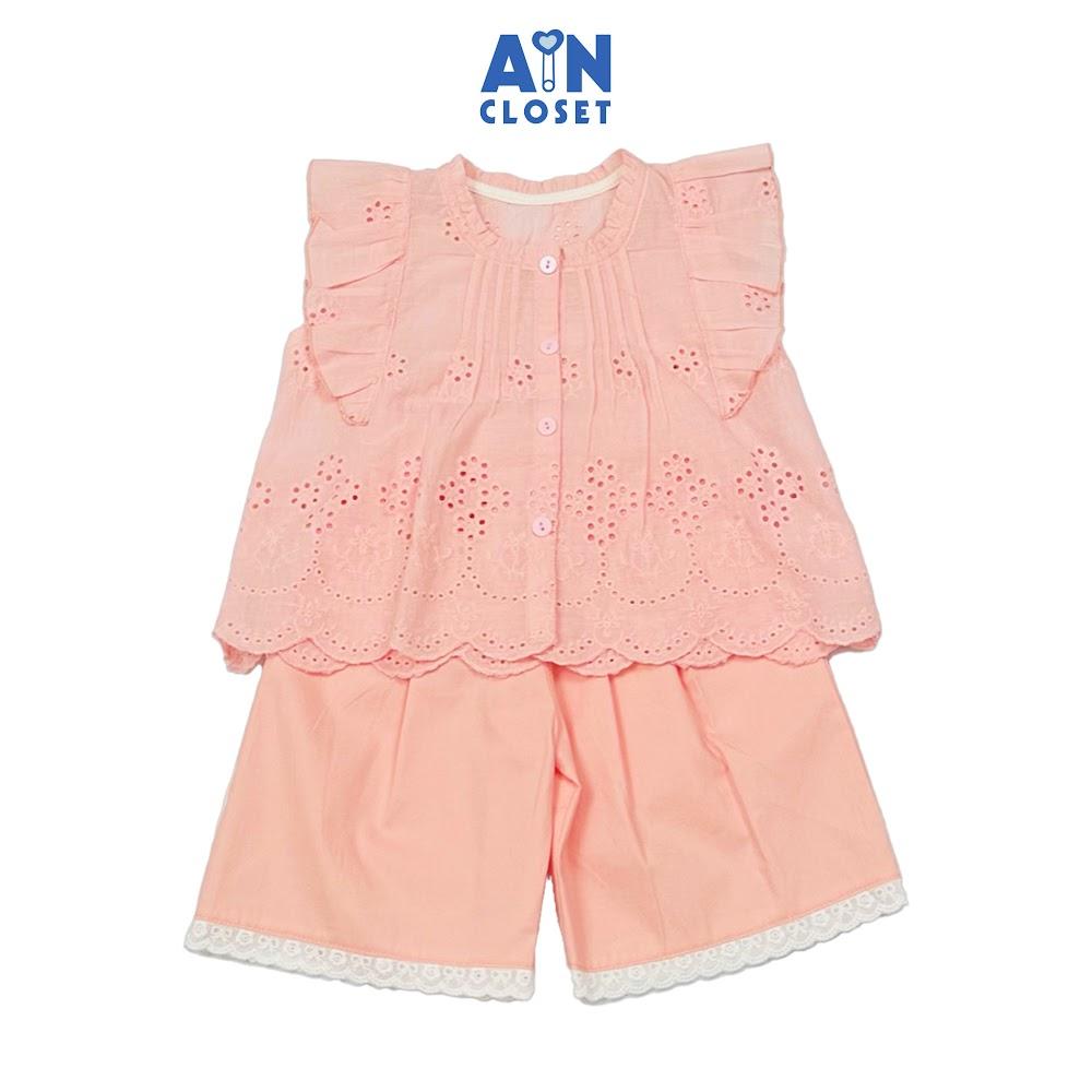 Bộ quần áo Lửng bé gái họa tiết Nắng Hồng Thêu Cotton - AICDBGTZZ9TJ - AIN Closet