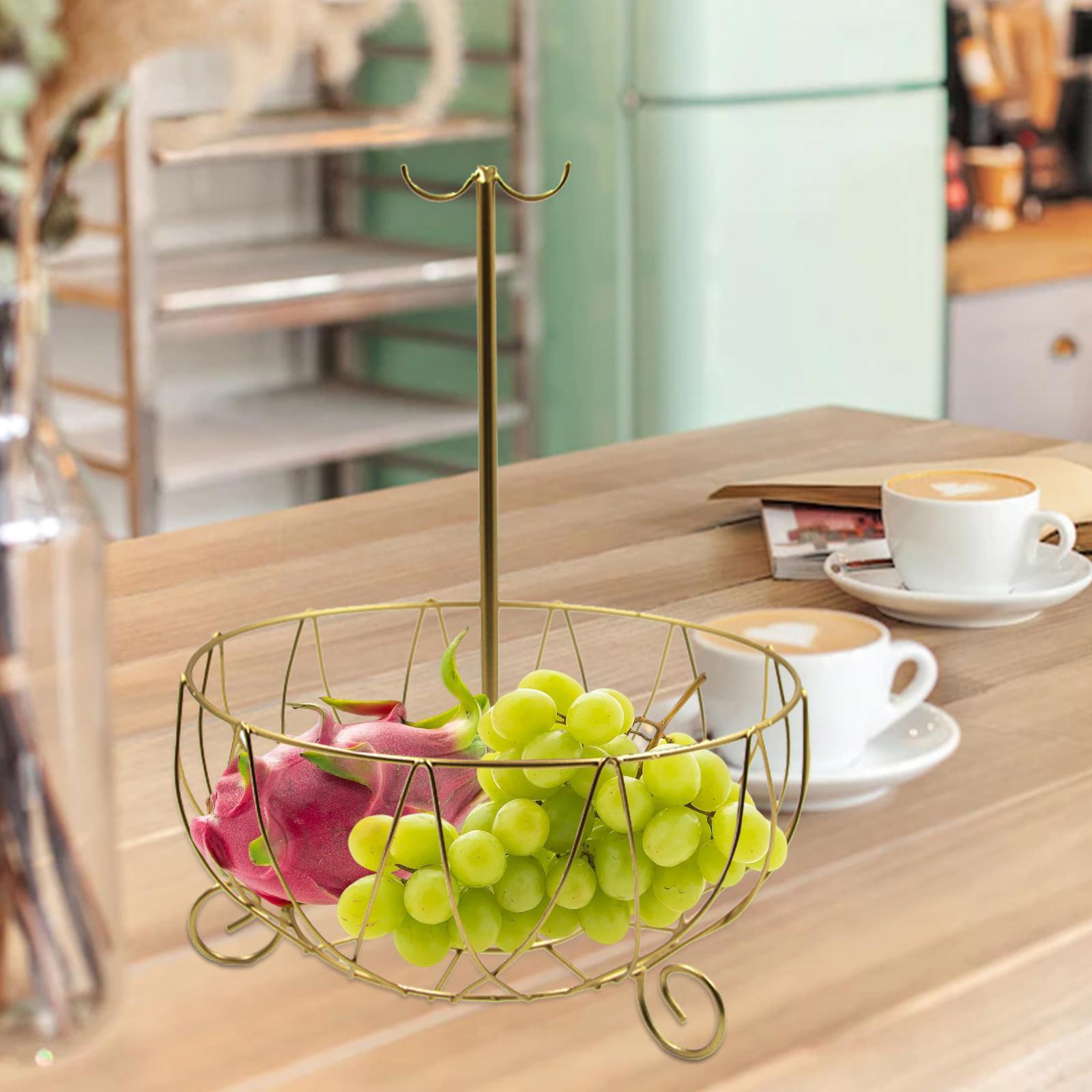Fruit Bowl Holder with Banana Hanger Tree Kitchen Fruit Basket Stand Large