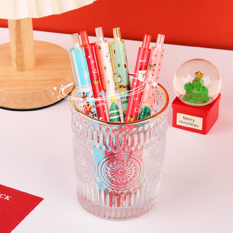 Bút bi gel nước học sinh mực đen noel giáng nhiều màu xanh, đỏ, kem ngẫu nhiên xinh xắn