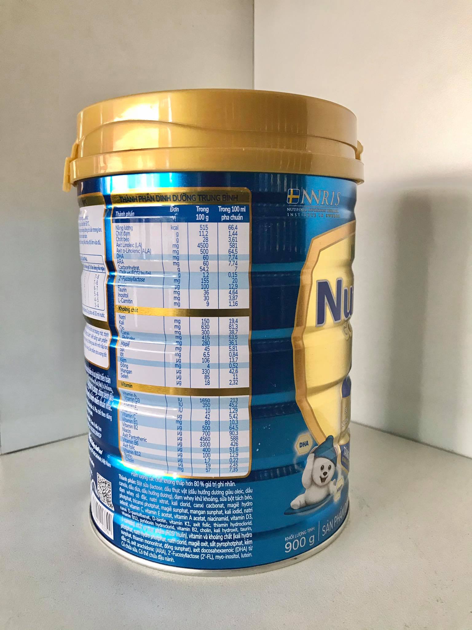 Sữa Nuti IQ Gold 1 900g (mới) - Phát triển não bộ và thị giác, Tăng cường sức đề kháng, Phát triển cân nặng - chiều cao, Tiêu hoá - hấp thu tốt, Ngăn ngừa táo bón