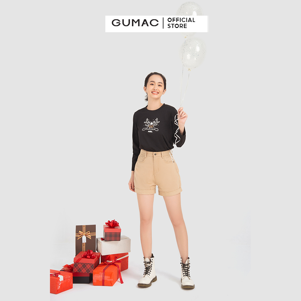 Áo thun nữ GUMAC ATB12017 tay dài in hình