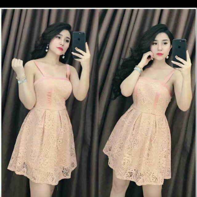 Đầm cúp ren xòe 2 dây