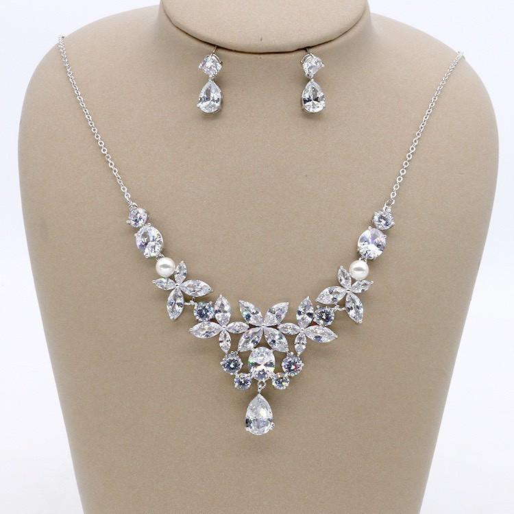 Bộ Trang sức cô dâu đá cao cấp zincin sáng bóng lấp lánh đi chơi đi tiệc đều đẹp giangpkc 71220