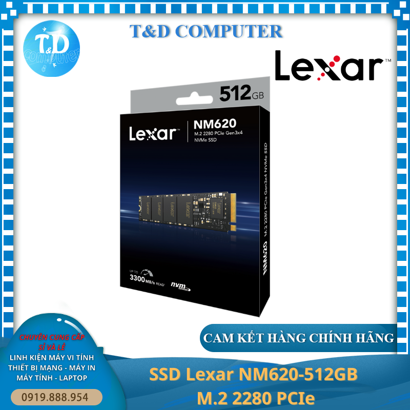 Ổ cứng SSD Lexar NM620-512GB M.2 2280 PCIe - Hàng chính hãng Digiworld phân phối