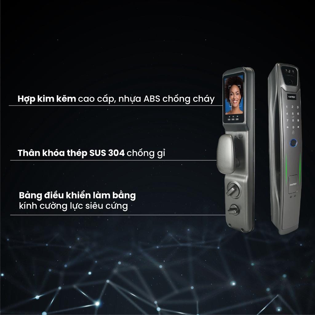 Khóa thông minh FS007FD3D-BM FASTER mở bằng FACE ID, app điều khiển, thẻ từ, mật mã, an toàn cho gia đình