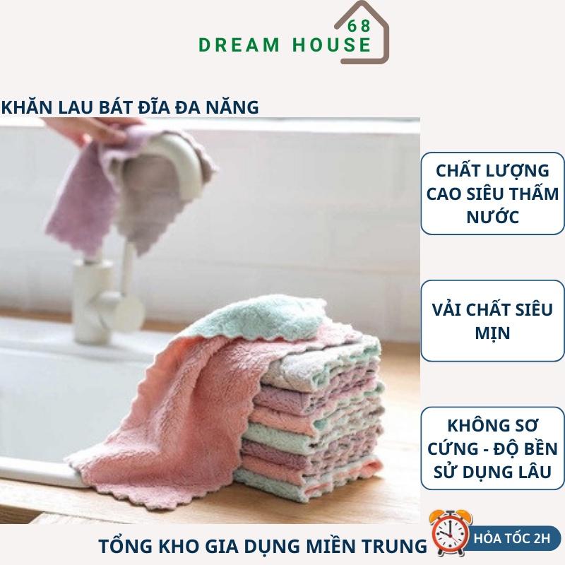 Combo 5 Khăn Lau Bát Đĩa Đa Năng 2 Mặt Siêu Thấm Hút Nước Hàng Cao Cấp Loại 1 Không Bị Xù