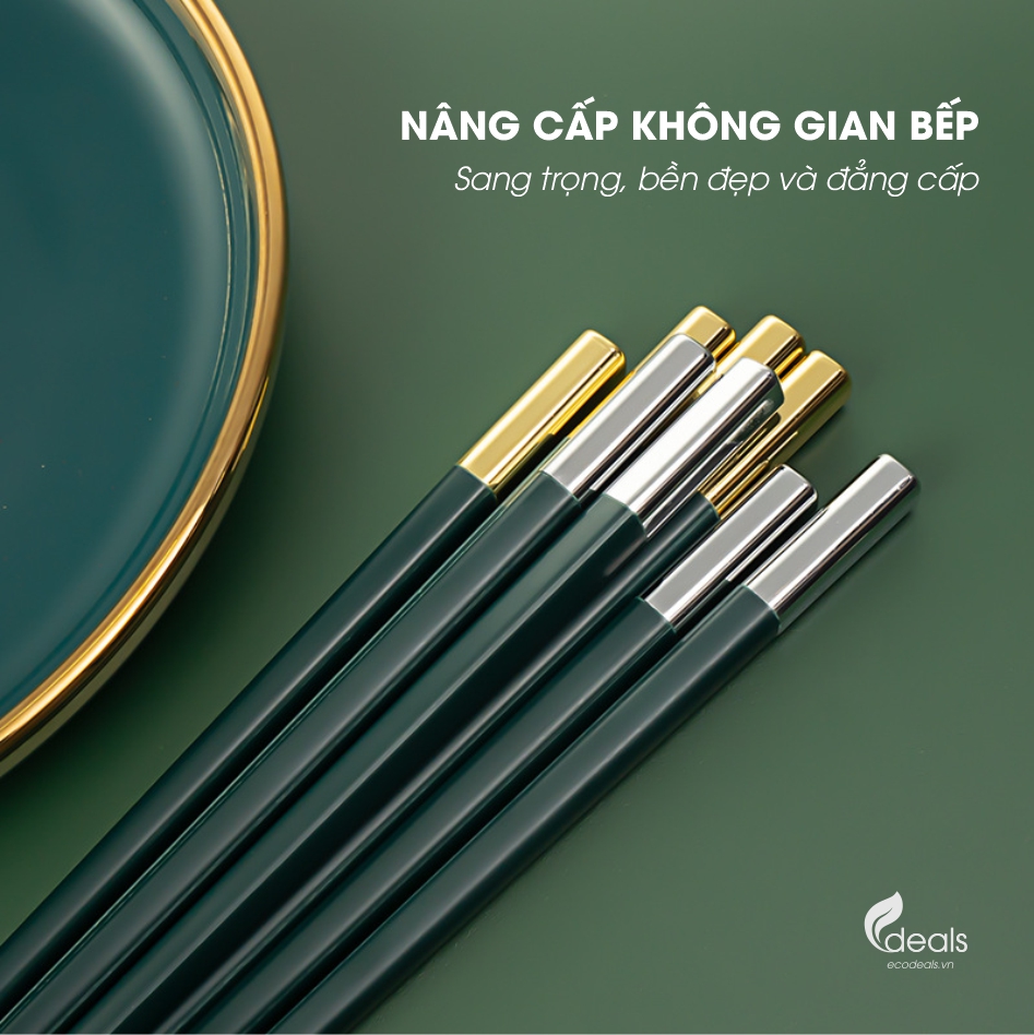 Set 10 đôi đũa hợp kim Ecodeals Habo - Sợi thủy tinh &amp; hợp kim cao cấp
