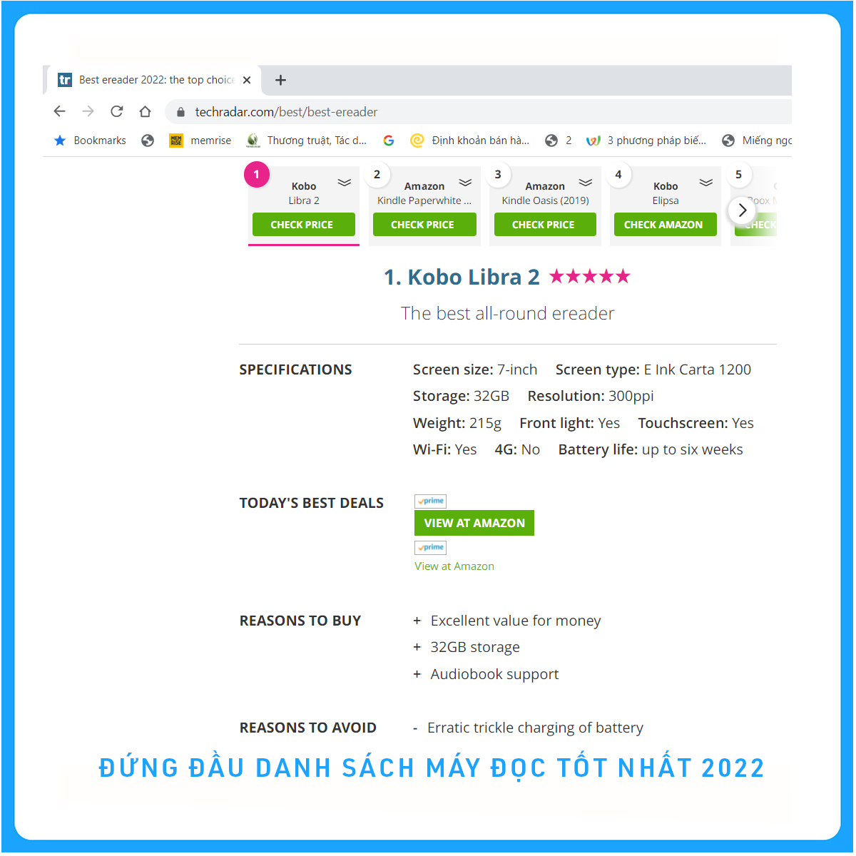 Máy đọc sách Kobo Libra (Libra Colour, Libra 2) - hàng nhập khẩu