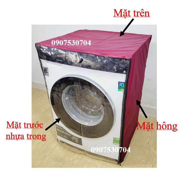 Áo Trùm Máy Giặt Cửa Trước Lồng Ngang Vải Dù Tổ Ong Nhựa Trong Cao Cấp Bền Chống Nắng Mưa 5 6 7 8 9 10 11 12 13 14 kg