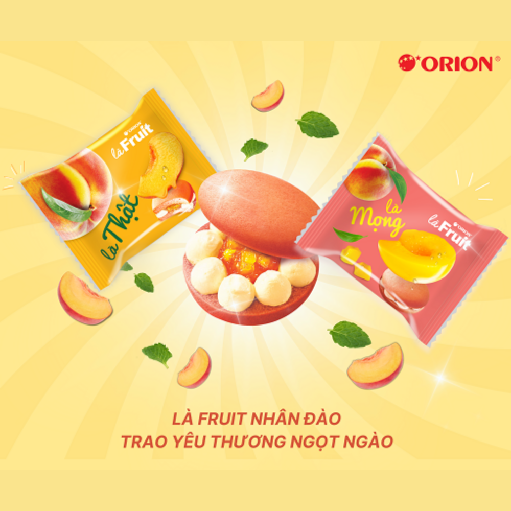 Hộp 12 gói Bánh Bông Lan ORION Mứt Trái Cây Là Fruit 300G