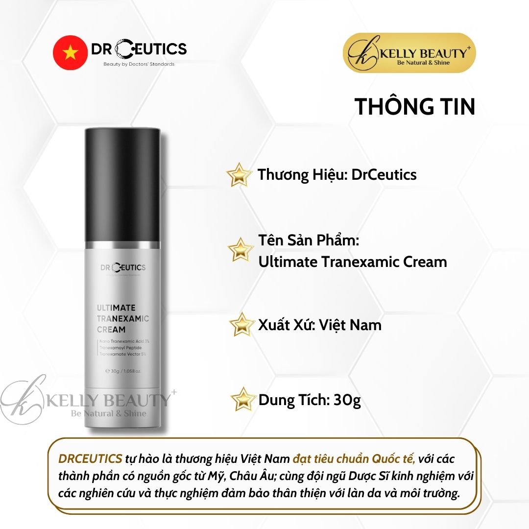 Kem Dưỡng Sáng Da DrCeutics Ultimate Tranexamic Cream - Cải Thiện Da Mỏng Đỏ, Mờ Thâm Sạm Nám - Kelly Beauty