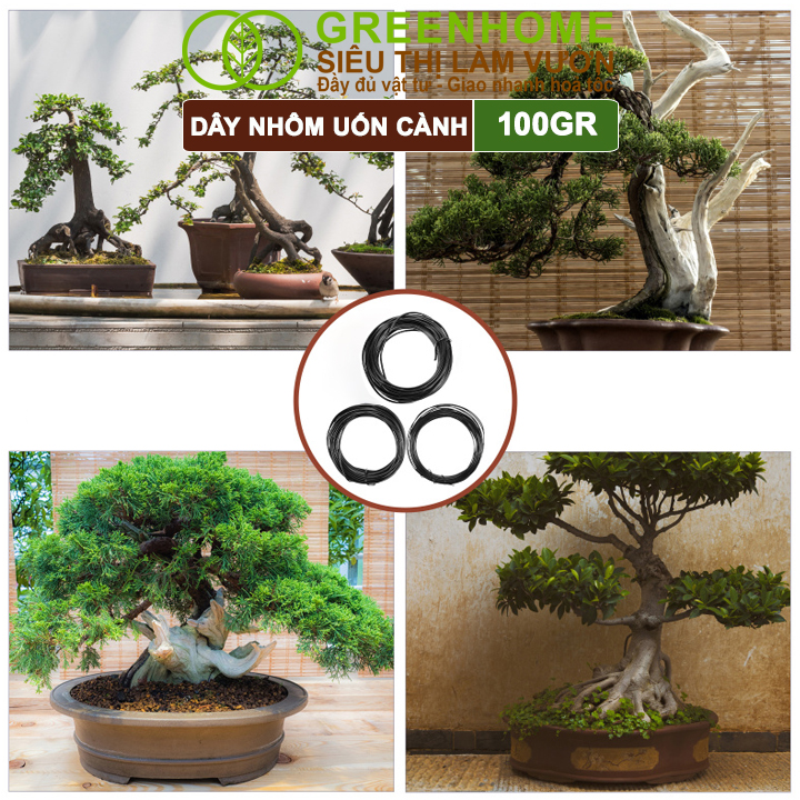 Dây Nhôm Uốn Cây Cảnh Bonsai GreenHome, Cuộn 100Gr, Mềm Dẻo Dễ Uốn, Đủ Loại Kích Thước