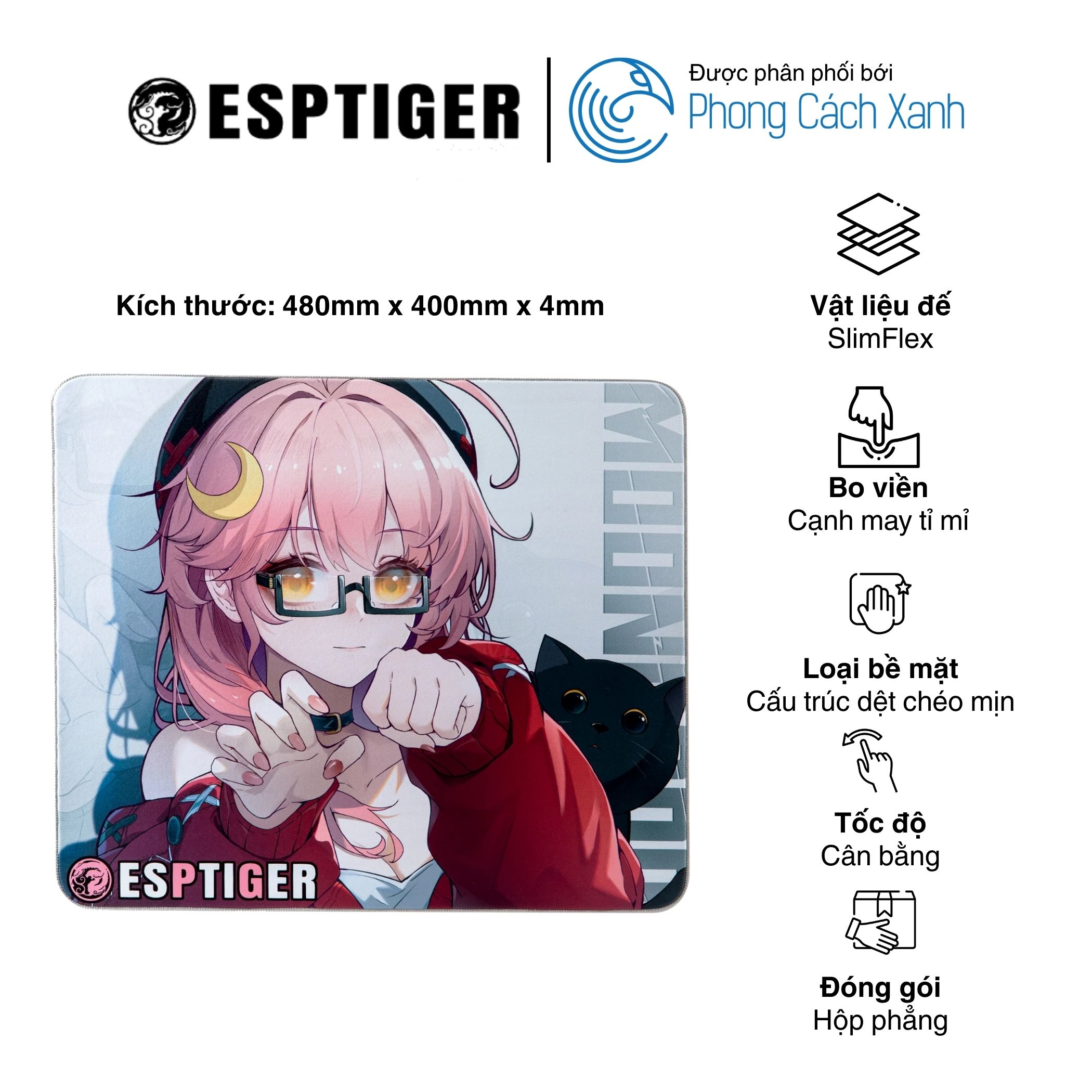 Lót chuột vải ESPTiger Neon V2 - Moondrop Edition Gaming Mousepad - Hàng Chính Hãng