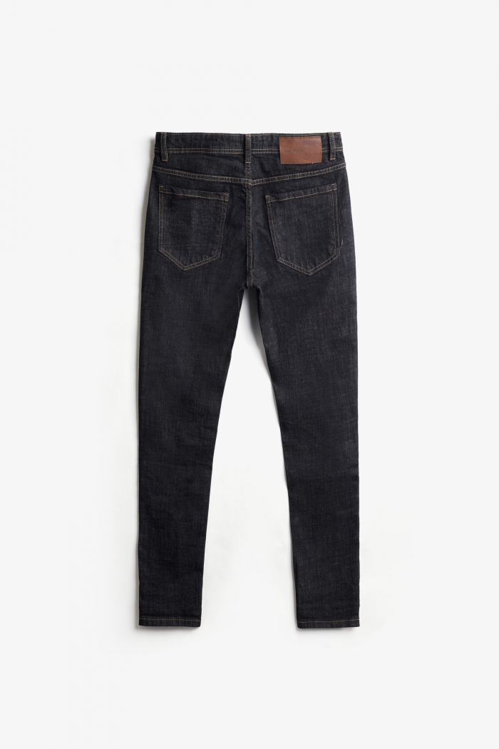 ROUTINE - Quần jeans tiêu navy xanh đậm chỉ nổi màu vàng form slimfit - 10F20DPA103CR2 | LASTORE MENSWEAR