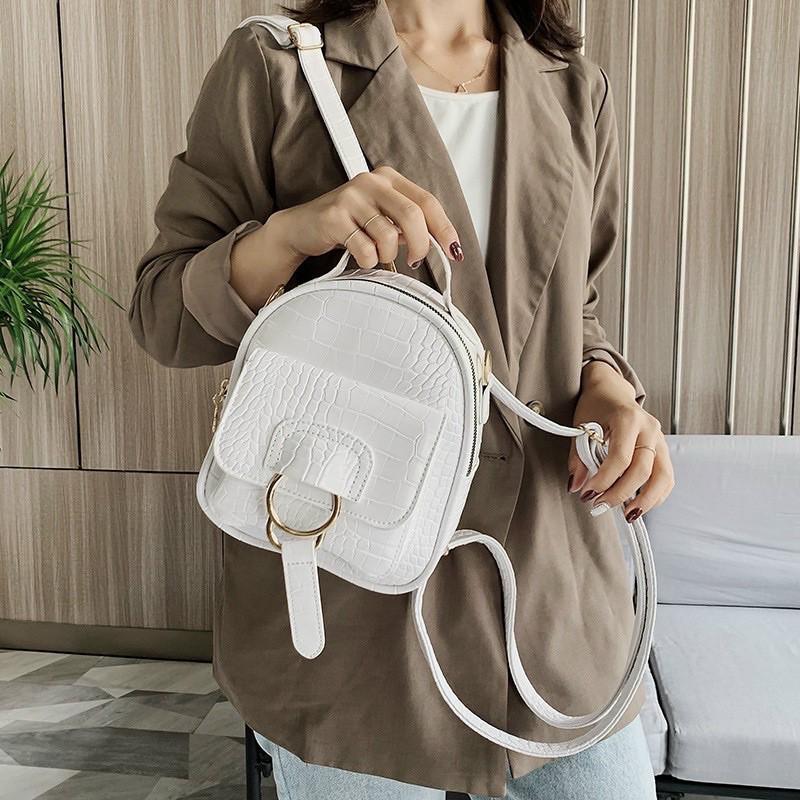 Balô thời trang nữ da Vân cao cấp có thể đeo hai kiểu đeo chéo hoặc đeo Balô kiểu truyền thống