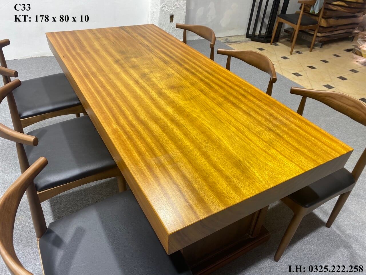 Bàn Làm Việc Gỗ Gõ Vàng, Bàn Cafe Gỗ Gõ Vàng, Bàn Gỗ Gõ Vàng Nguyên Tấm Dài 1,78m Rộng 80cm Dày 10cm
