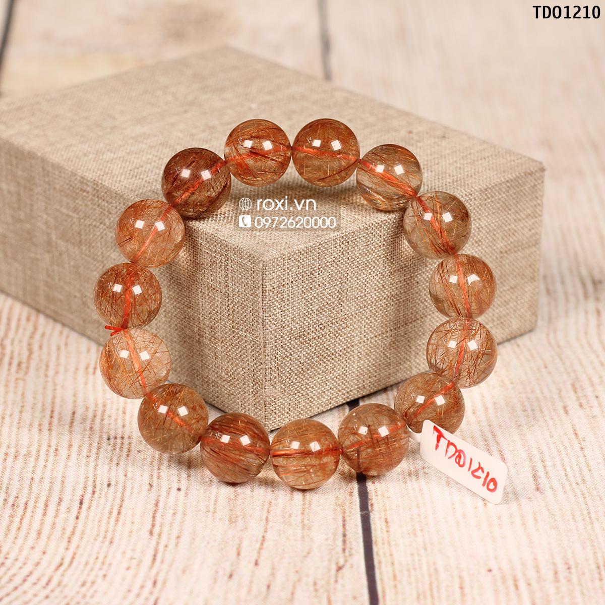 Vòng tay phong thủy Thạch Anh tóc đỏ 15ly - TD01210