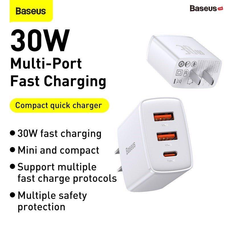 Cốc sạc nhanh siêu nhỏ gọn Baseus Compact Quick Charger 30W Hàng Chính Hãng