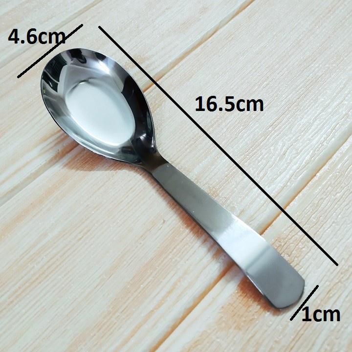 Thìa ăn phở / súp inox 201 cao cấp sáng bóng dày bền đẹp dài 16.5cm