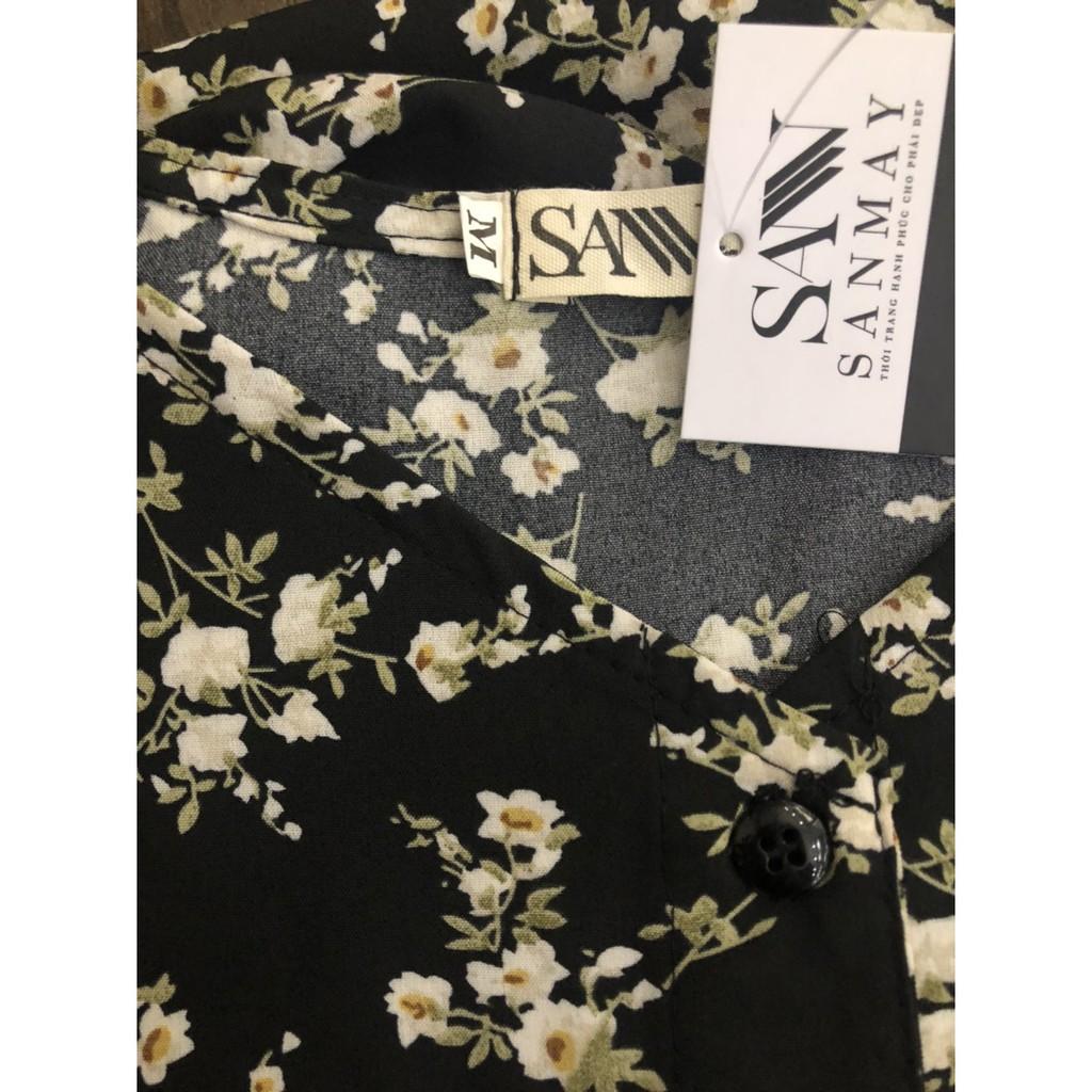 Đầm voan hoa nhí SANMAY Váy hoa vintage thiết kế tay dài dáng suông, phù hợp dự tiệc, đi làm công sở, đi chơi VD001