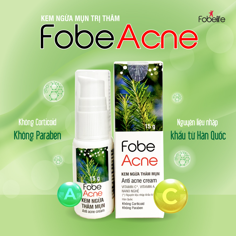 Combo 2 Chai Kem Làm Mờ Thâm Mụn Sẹo Mụn FOBE Acne - Chai 15 gram