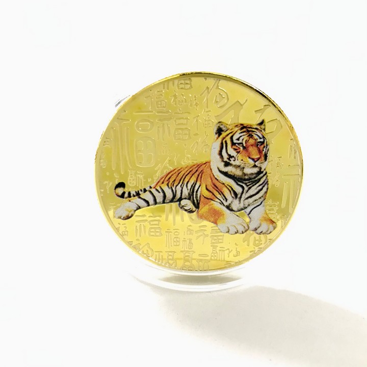 Xu Con Cọp In Màu 3D Vàng Dùng Xỏ lỗ đeo dây, làm đồ treo móc khóa, khảm thủ công mỹ nghệ, làm quà tặng độc lạ ý nghĩa dịp Lễ, Tết, kích thước 3cm, màu vàng - TMT Collection - SP005300
