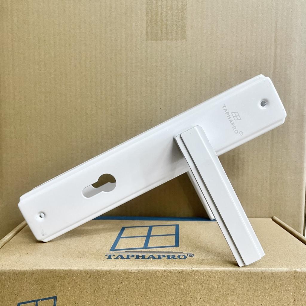 Khoá tay gạt cửa đi màu TRẮNG hệ 1000 dùng cho cửa nhôm, sắt, gỗ đố 4x8