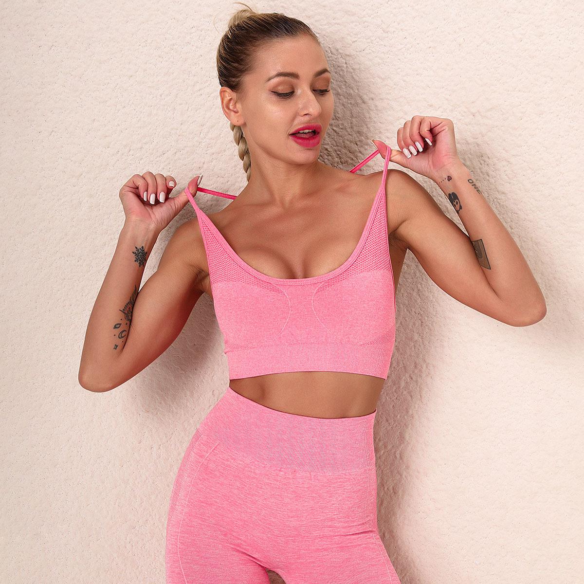 Nữ Liền Mạch Rỗ Áo Ngực Thể Thao Không Có Xương Người Phụ Nữ Mùa Hè Hàng Đầu Với Ly Dây Criss Cross Hở Lưng Thể Thao Áo Ngực Thể Thao