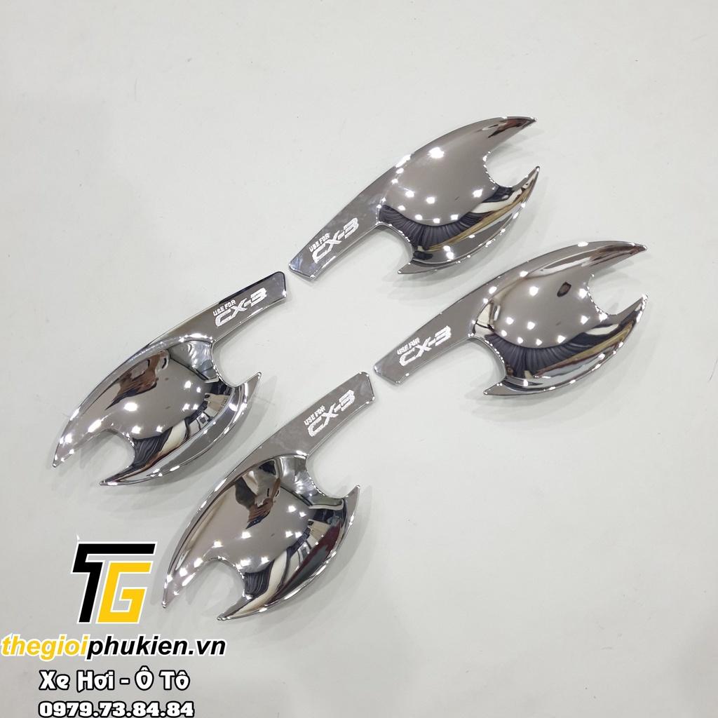 Bộ ốp tay nắm, hõm cửa xe Mazda CX3, CX3 mạ Crom