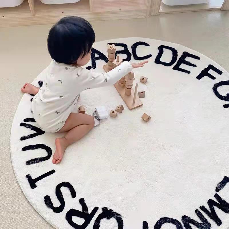 Thảm Tròn Trải Sàn 26 Chữ Cái Phong Cách Bắc Âu Cho Phòng Khách/Phòng Ngủ/Phòng Ngủ