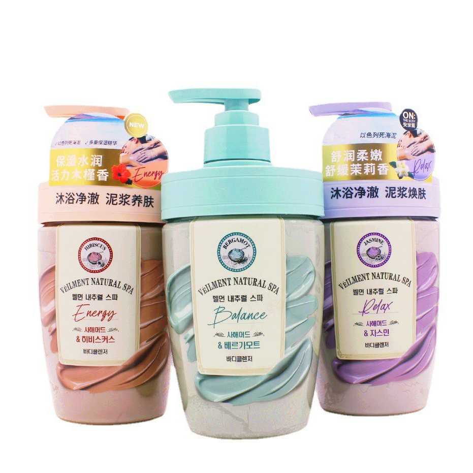 Sữa tắm bùn trắng da tẩy tế bào chết ON:The Body Veilment Natural Spa Hàn Quốc 500ml