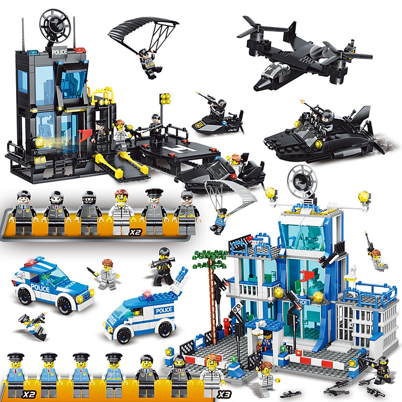 Bộ Đồ Chơi Lắp Ráp Kiểu Lego Mô Hình Đồn Cảnh Sát Model 788 Với Trên 600 Chi Tiết