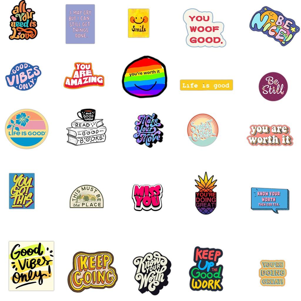 Set 50 Cái STICKER Khẩu Hiệu Chống Thấm Nước Trang Trí Điện Thoại , Laptop , Vali Siêu Độc Đáo