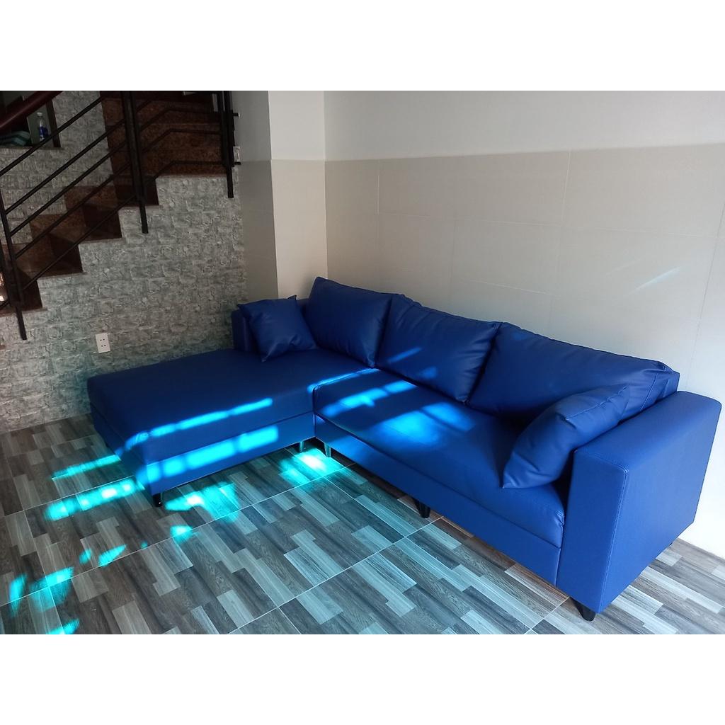 Sofa góc da xanh EB-01 Bình Long sofa 2m5 x 1m5