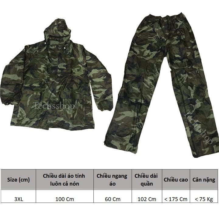 Áo Mưa Bộ Lính Vải Dù Có Nón Cao Cấp Size 2XL 3XL Dành Cho Nam Đi Xe Máy - Bộ Quấn Áo Mưa Đi Phượt