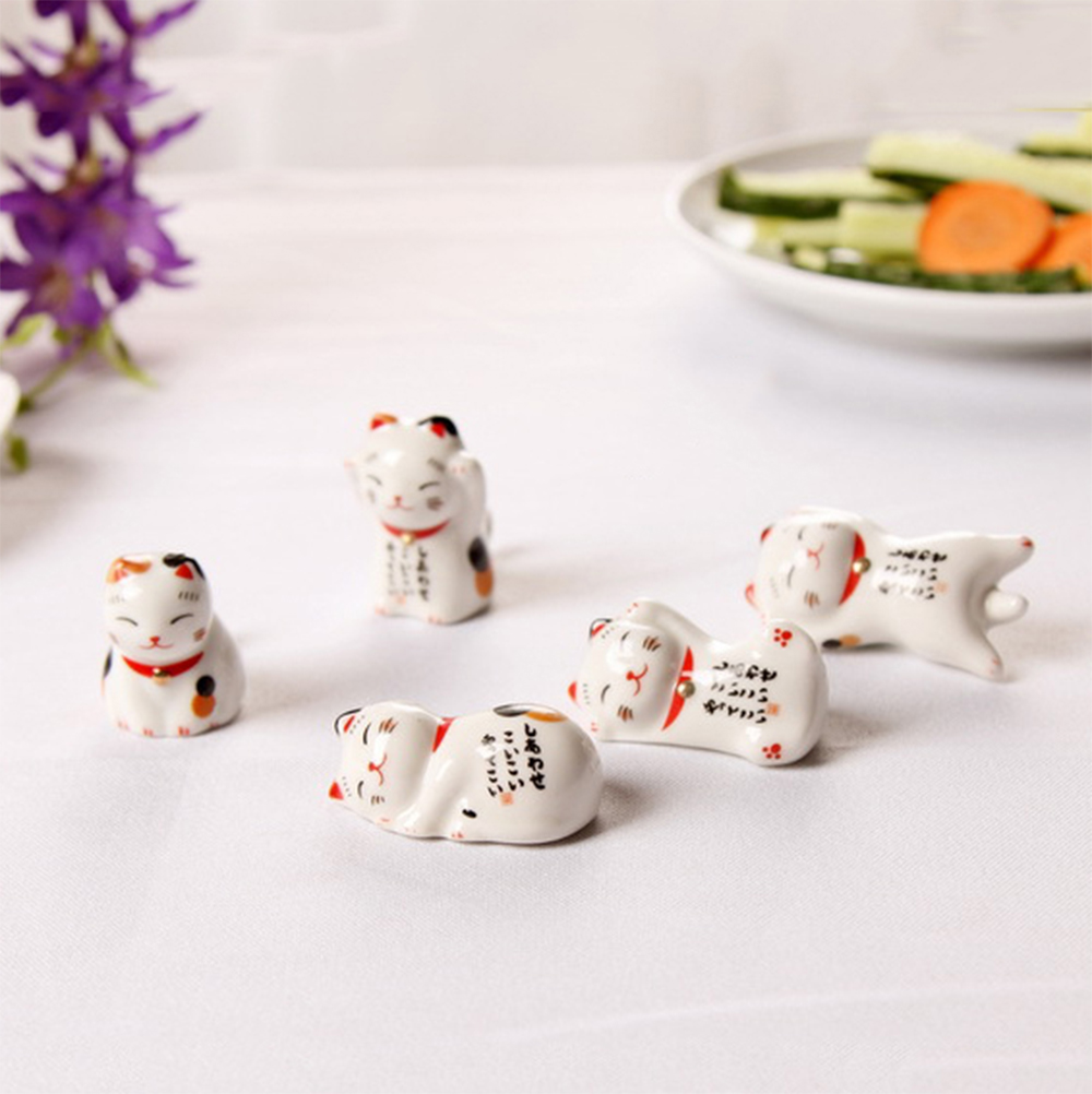 Combo 6 gác đũa bàn ăn gốm sứ mèo thần tài