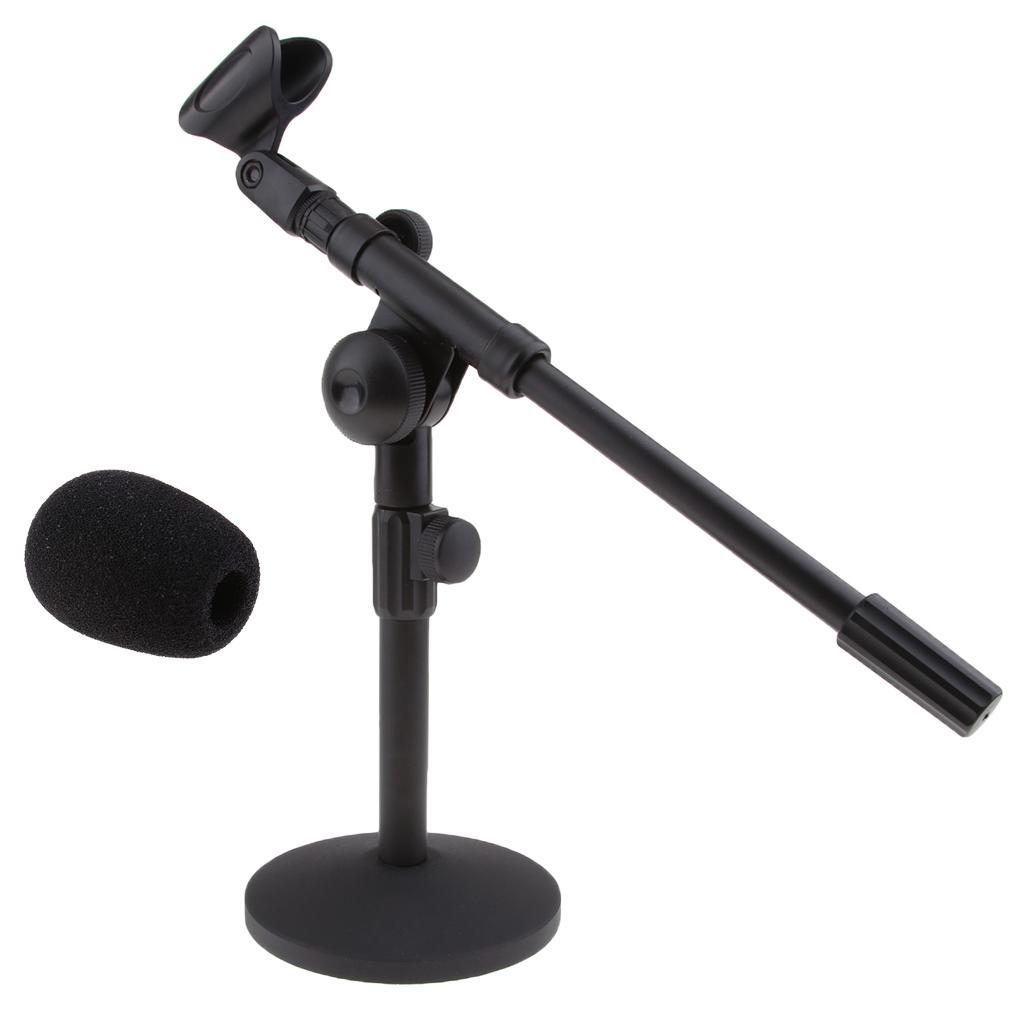 Adjustable Microphone Stand Tabletop Mic Stands & 2 Sponge Cover