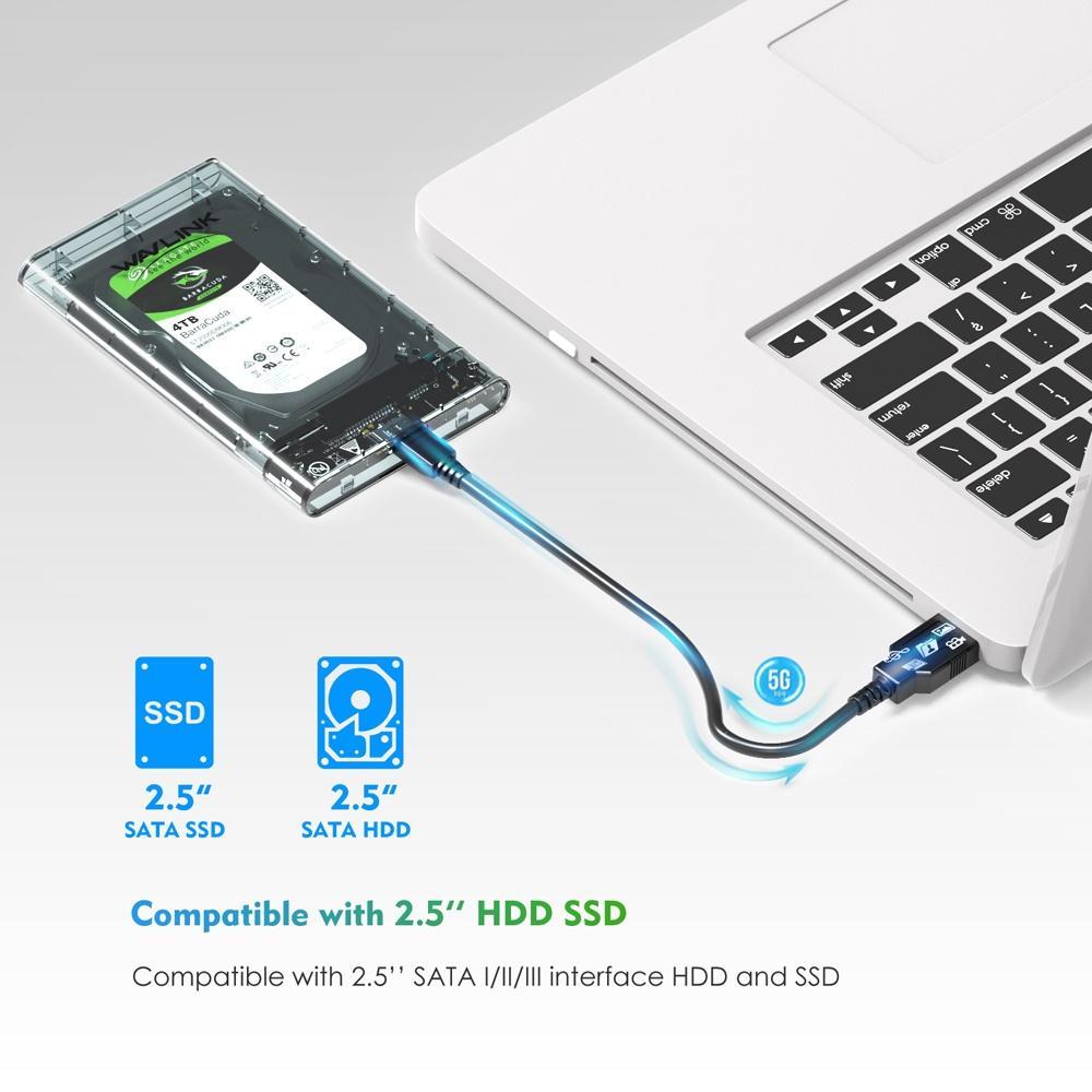 SAMSUNG Wavlink Hộp Đựng Ổ Cứng Ngoài Usb 3.0 SATA III 2.5 "Tối Đa Cho 7mm / 9.5mm 2.5 Inch HDD / SSD Max 4TB