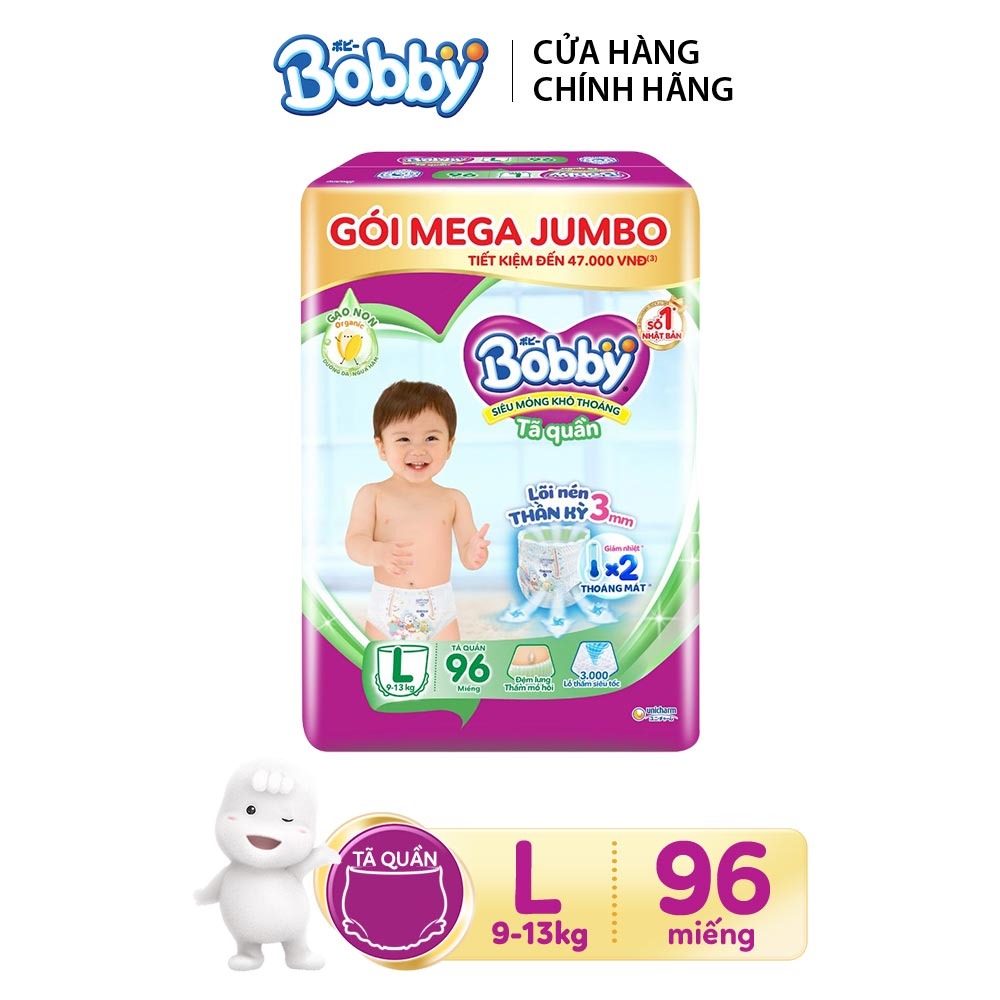 Tã quần Bobby gạo non mới L96