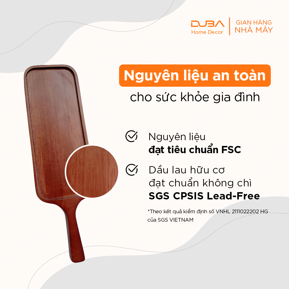 Khay gỗ decor chữ nhật có tay cầm, Thớt gỗ trang trí ăn steak màu óc chó hàng Master Chef - đạt tiêu chuẩn xuất Mỹ