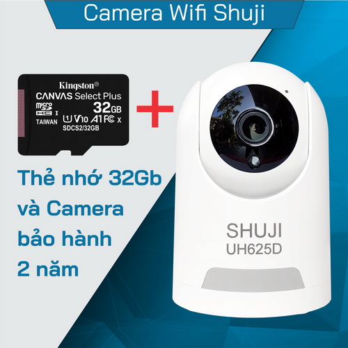 Camera Wifi không dây SHUJI UH625D - Xoay 360 độ - Báo động khi có trộm - Độ phân giải 4.0mp cho hình ảnh nét đẹp gấp đôi Full HD 1080- Hàng chính hãng