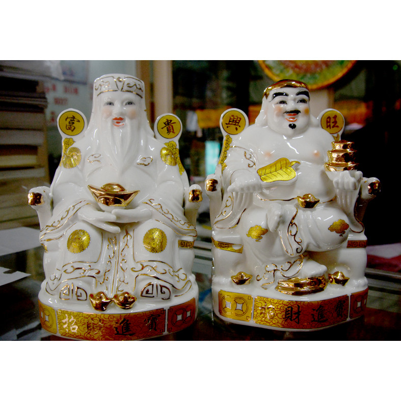 Bộ tượng hai ông Thần Tài Thổ Địa sứ tráng men trắng đặt bàn thờ-Nhiều mẫu