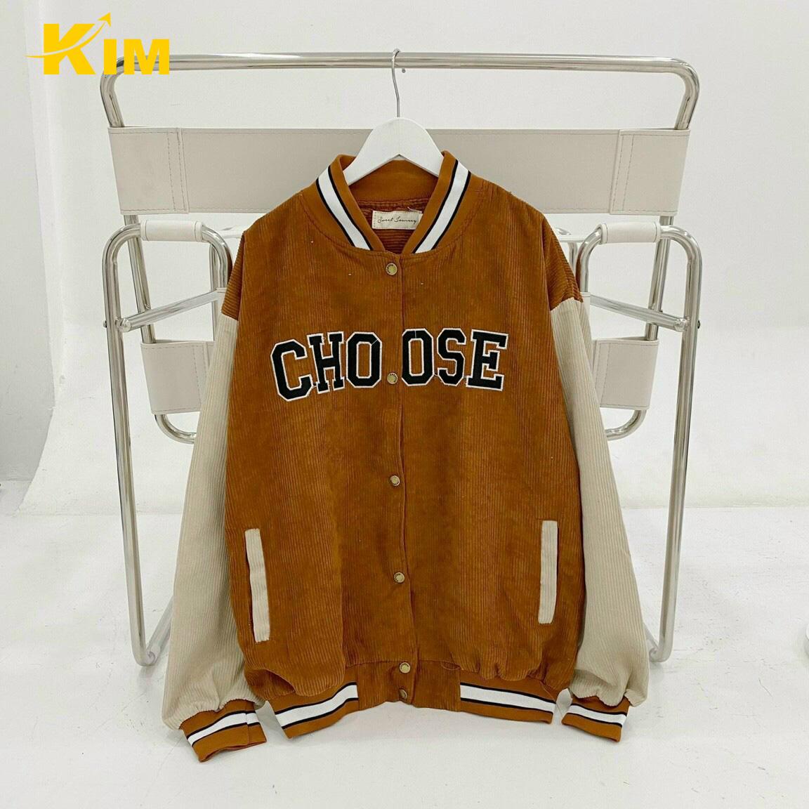 Áo khoác bomber nhung tăm Unisex Kim Freesize &lt; 65kg màu