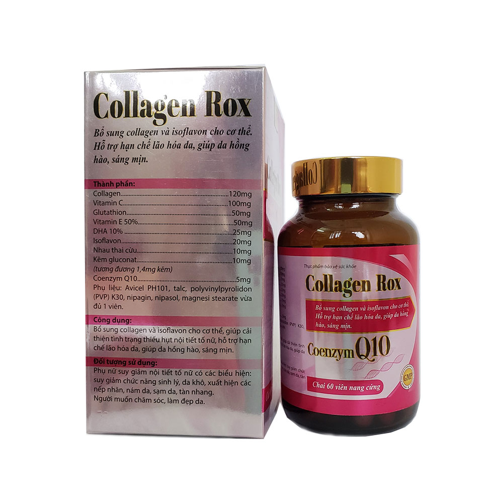 Viên uống đẹp da Collagen Rox bổ sung Vitamin E C chống lão hóa, ngừa nếp nhăn - Hộp 60 viên dùng 30 ngày