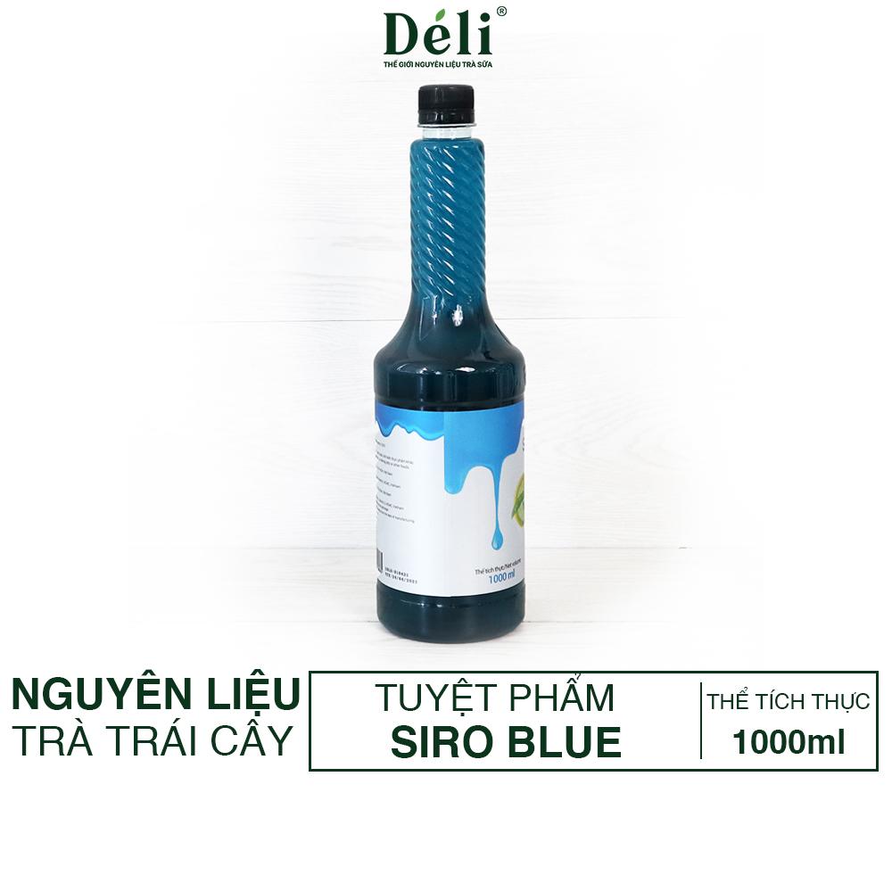 Siro blue Déli chai 1lit, HSD: 12 tháng Nguyên liệu pha chế trà trái cây, soda,...