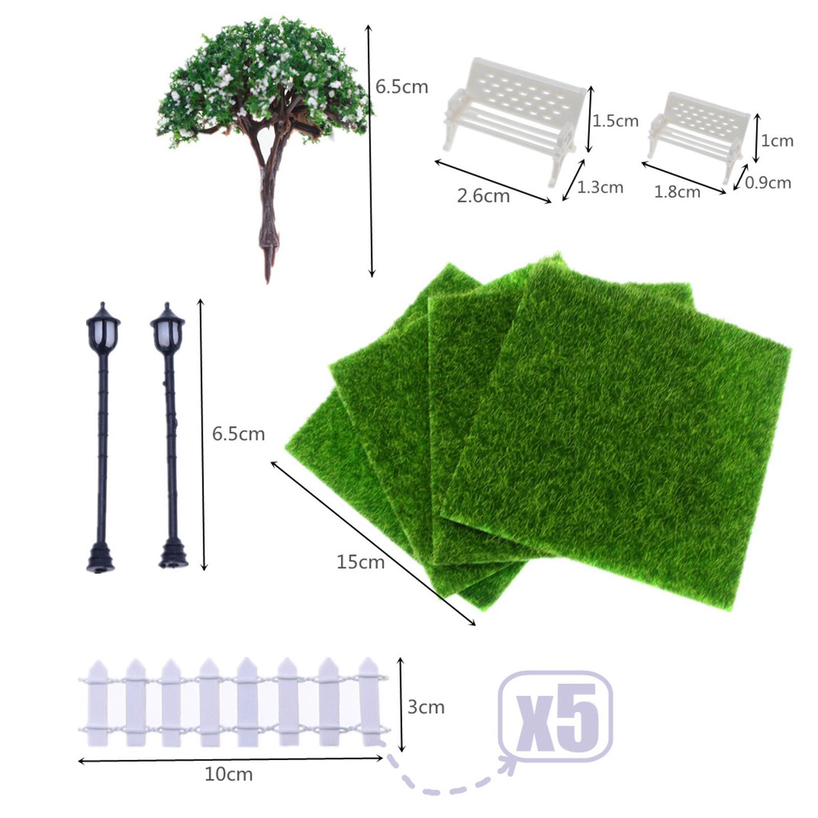 1/12 Miniature Fairy Garden Ornaments Miniature Scene Model Toy Mini Artificial Grass Dollhouse Decoration Accessories for Garden Yard Decor