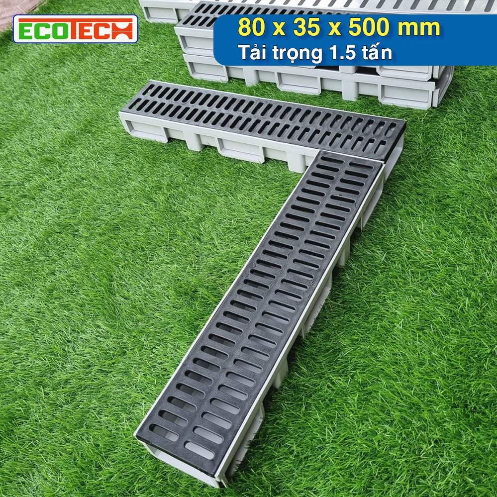 CỐNG THOÁT NƯỚC LẮP GHÉP ECO-Drain ID 80x35x500: Tải trọng 1.5 tấn, thoát nước nhanh, dễ lắp đặt và bảo trì, giảm lắng