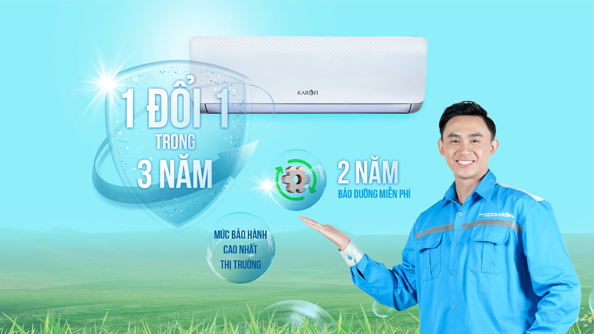 Máy lạnh KAROFI - 1 chiều  - 12000BTU - Hàng Chính Hãng - Giao hàng và lắp đặt miễn phí toàn quốc