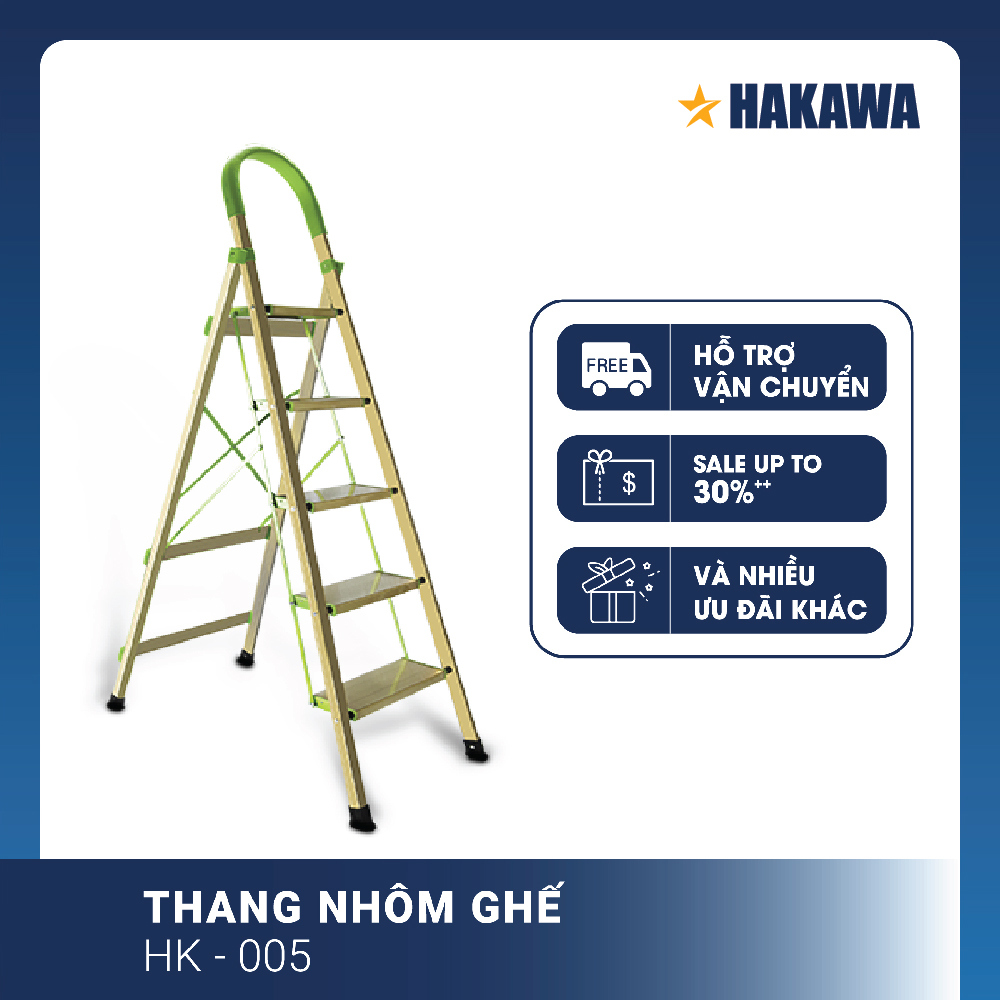 Thang nhôm ghế Nhật Bản HAKAWA HK005 - Phân phối chính hãng ( 5 Bậc )