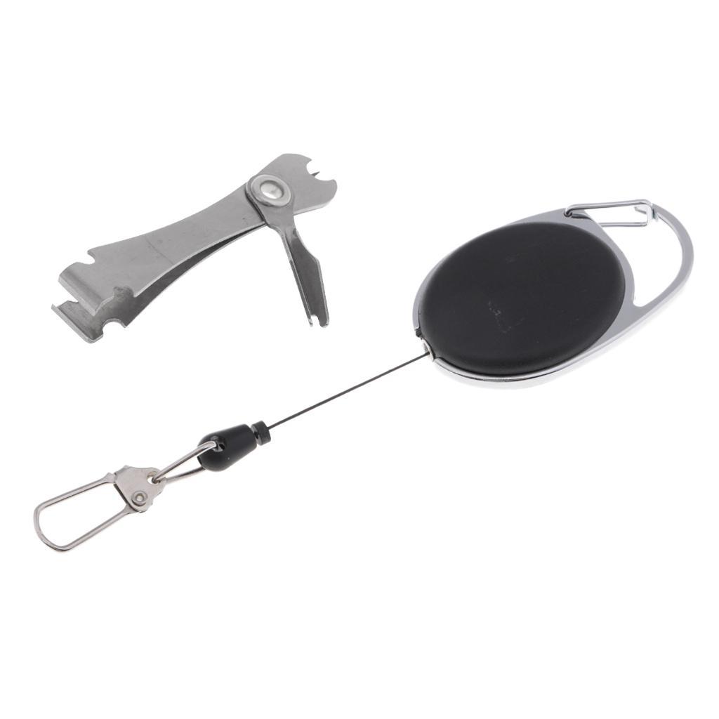 Stainless Steel Fly Fishing Knot Tying Tool Knot Tyer and Nail Clippers Nipper with Zinger Retractor